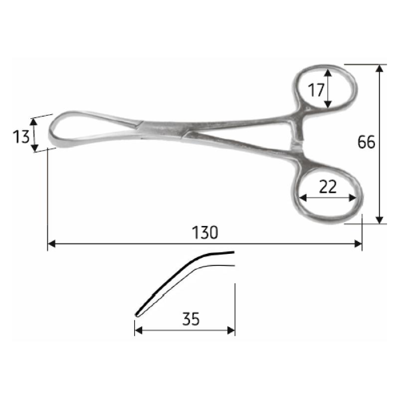 Затискач для операційної білизни Lorna, 13 см. Surgicon